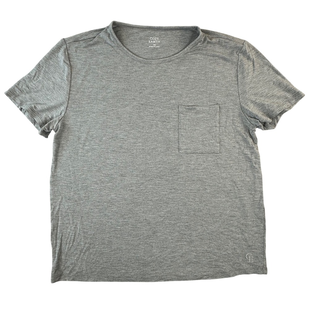 Cozy Earth Pocket T-Shirt Women XS Gray Bamboo Viscose Short Sleeve  Loungewear